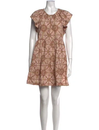 Pre-owned Marie Oliver Printed Mini Dress In Brown