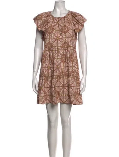 Pre-owned Marie Oliver Printed Mini Dress In Brown