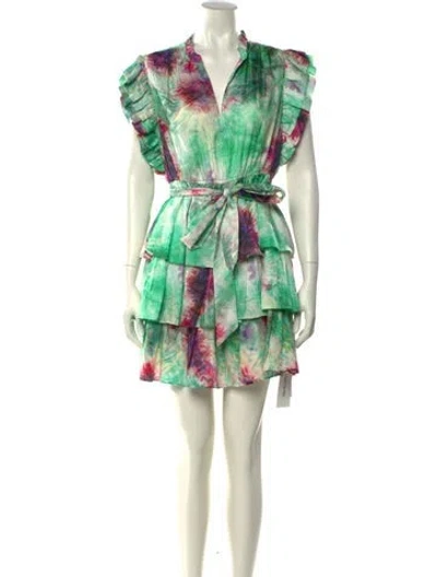 Pre-owned Marie Oliver Printed Mini Dress In Green