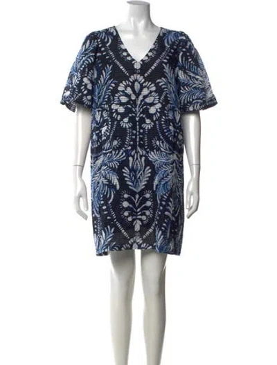 Pre-owned Marie Oliver Printed Mini Dress W/ Tags In Blue