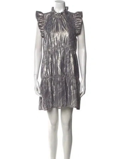 Pre-owned Marie Oliver Printed Mini Dress W/ Tags In Gray