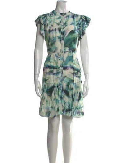 Pre-owned Marie Oliver Printed Mini Dress W/ Tags In Green