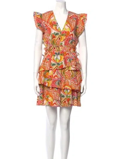 Pre-owned Marie Oliver Printed Mini Dress W/ Tags In Red