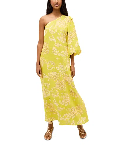 Marie Oliver Printed One Shoulder Maxi Dress In Honeysuckle
