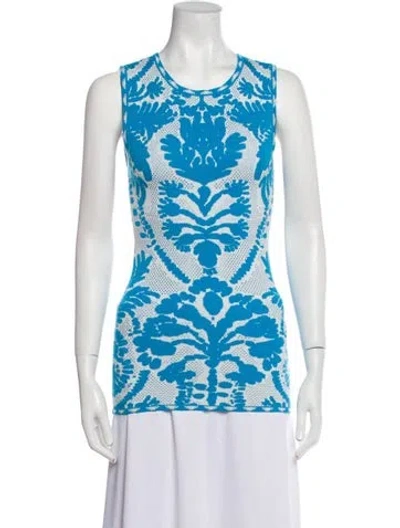 Pre-owned Marie Oliver Printed Scoop Neck Top In Blue