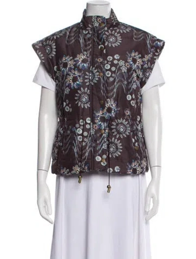Pre-owned Marie Oliver Printed Vest In Brown