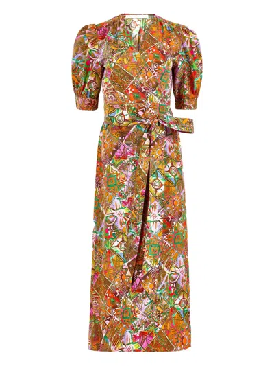 Marie Oliver Puff-sleeve Wrap Dress