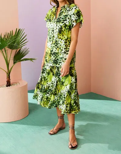Marie Oliver Reid Midi Dress In Clover Palm In Green