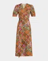 Marie Oliver Rita Patchwork-print Viscose Midi Wrap Dress