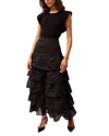 Marie Oliver Rory Flutter Sleeve Ribbed Top In Black