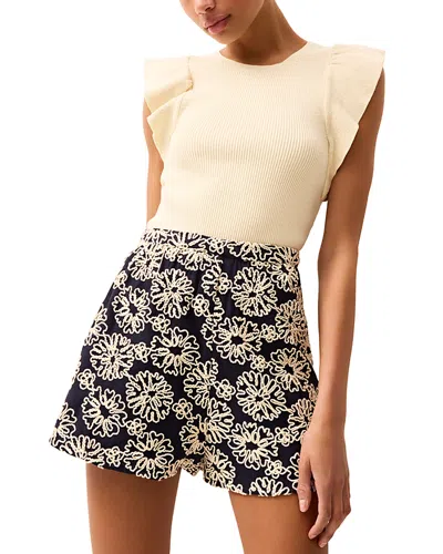 Marie Oliver Rory Flutter Sleeve Ribbed Top In Multi