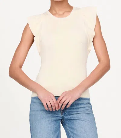 Marie Oliver Rory Ruffled Ribbed-knit Top In White