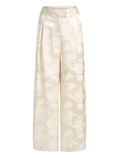Marie Oliver Rudy Palm Tree-print Trousers In Neutral