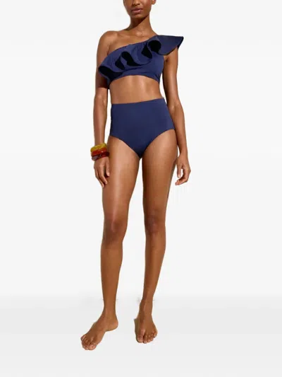 Marie Oliver Ruffled One-shoulder Bikini In Brown
