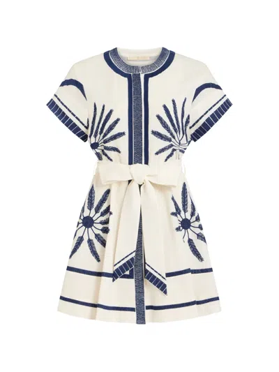 Marie Oliver Sable Embroidered Belted Midi Dress In Multi