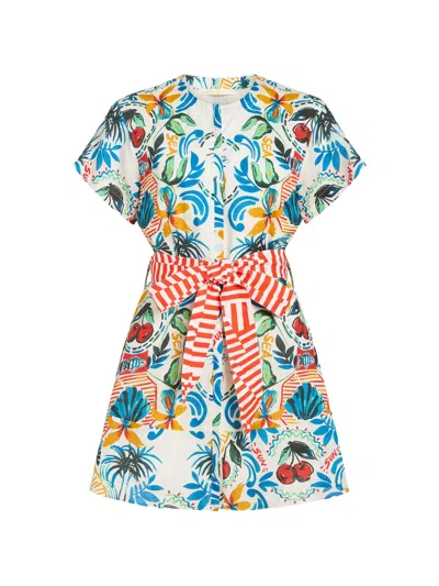 Marie Oliver Sable Floral-print Mini Shirt Dress In Blue