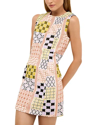 Marie Oliver Sabrina Embroidered Shift Dress In Technocheck