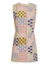 Shop Marie Oliver Sabrina Patchwork Sleeveless Dress In Rosa