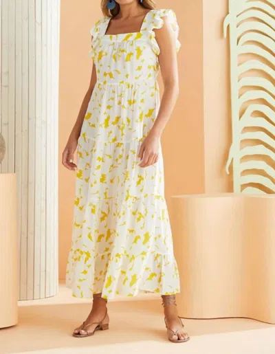 Marie Oliver Sailor Square Neck Maxi Dress In Golden Floral In Yellow