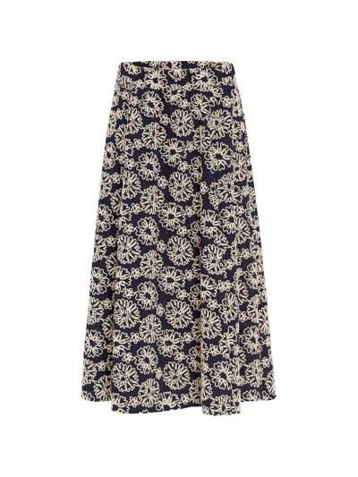 Marie Oliver Sasha Floral Midi Skirt In Blue
