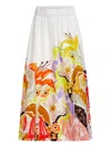 Marie Oliver Sasha Abstract-print Cotton Midi Skirt In Weiss