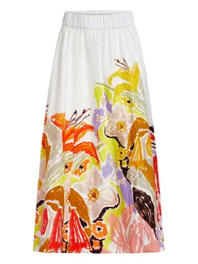 MARIE OLIVER SASHA FLORAL-PRINT MIDI SKIRT
