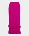 Marie Oliver Sawyer Ruffle-trim Rib Knit Maxi Skirt In Purple