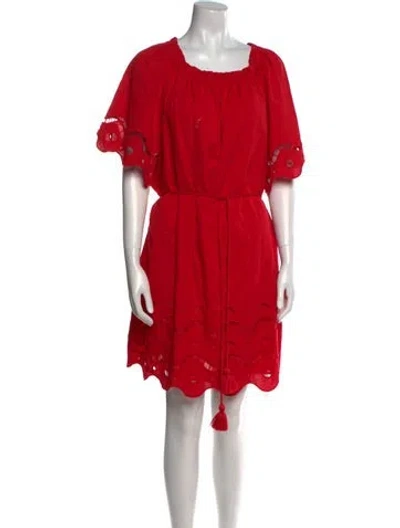 Pre-owned Marie Oliver Scoop Neck Mini Dress In Red