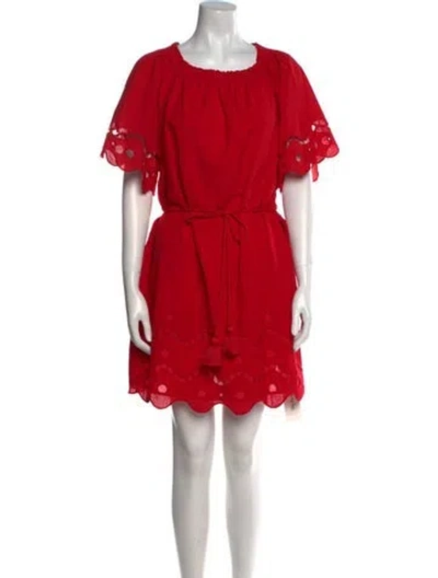 Pre-owned Marie Oliver Scoop Neck Mini Dress In Red