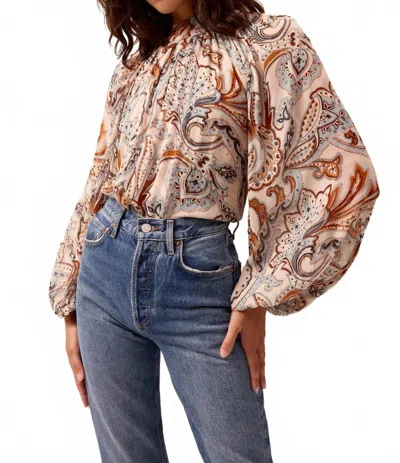 Marie Oliver Scottie Paisley Print Crinkle Chiffon Printed Top In Trinity In Neutral