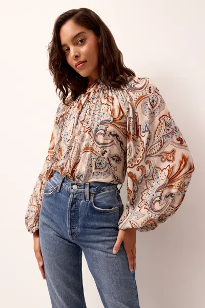 Marie Oliver Scottie Paisley Print Crinkle Chiffon Printed Top In Trinity In Multi