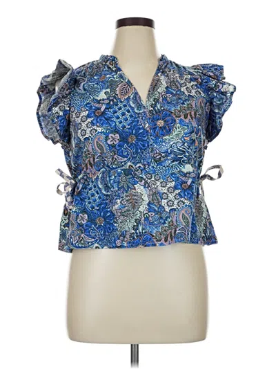 Pre-owned Marie Oliver Short Sleeve Blouse In Blue