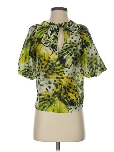 Pre-owned Marie Oliver Short Sleeve Blouse In Green