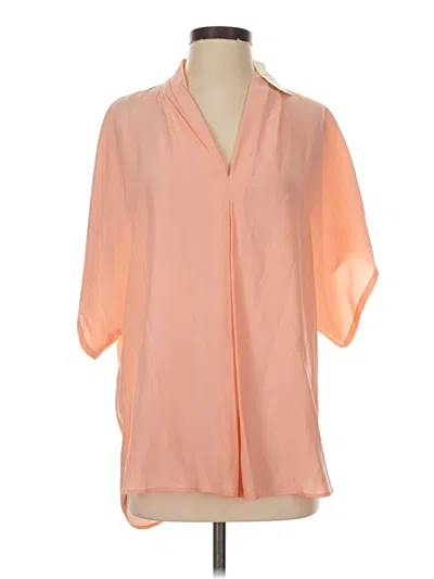 Pre-owned Marie Oliver Short Sleeve Silk Top Orange Plunge Neckline Tops