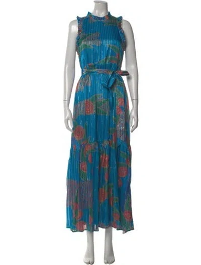 Pre-owned Marie Oliver Silk Long Dress In Blue