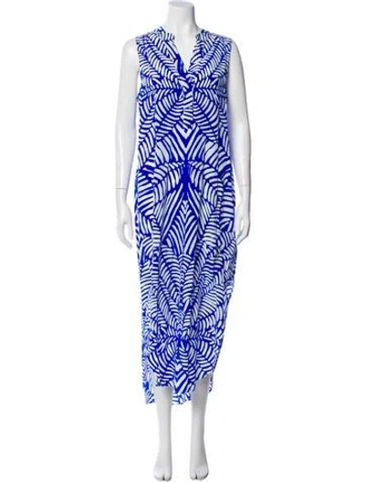 Pre-owned Marie Oliver Silk Long Dress In Blue