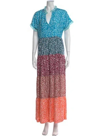Pre-owned Marie Oliver Silk Long Dress In Blue
