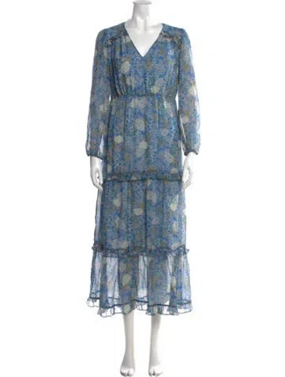 Pre-owned Marie Oliver Silk Long Dress In Blue