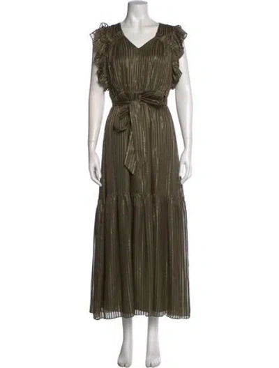 Pre-owned Marie Oliver Silk Long Dress In Green