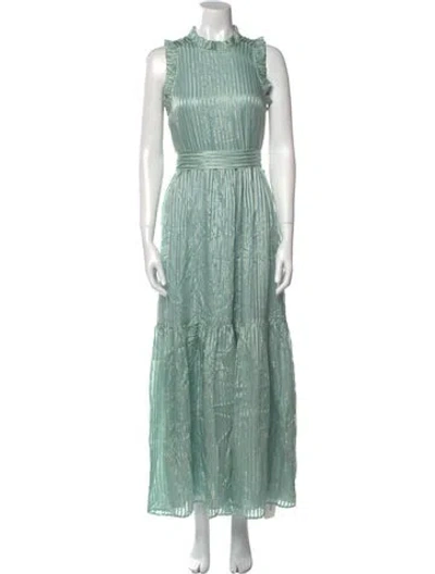 Pre-owned Marie Oliver Silk Long Dress In Green