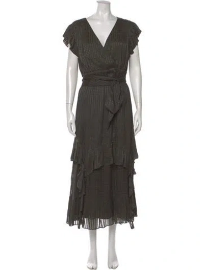 Pre-owned Marie Oliver Silk Long Dress In Green