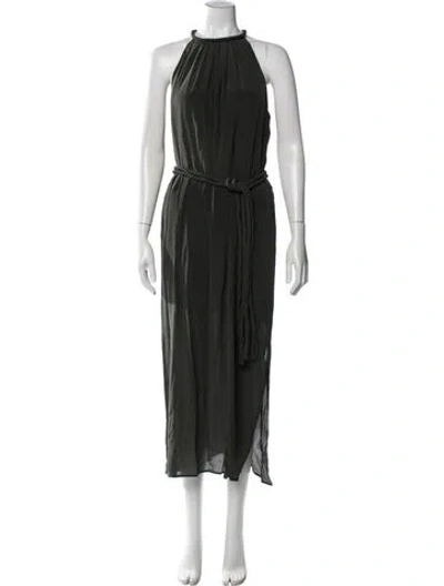 Pre-owned Marie Oliver Silk Long Dress In Green