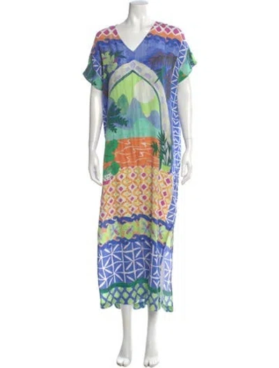 Pre-owned Marie Oliver Silk Long Dress In Multi