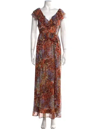 Pre-owned Marie Oliver Silk Long Dress In Neutrals