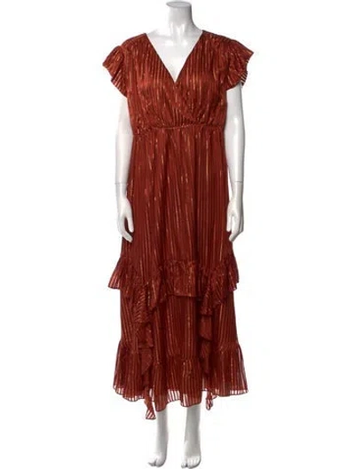 Pre-owned Marie Oliver Silk Long Dress In Orange