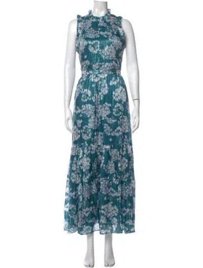 Pre-owned Marie Oliver Silk Long Dress W/ Tags In Blue