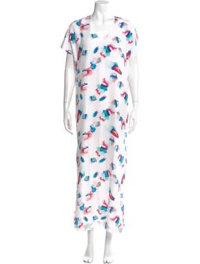 Pre-owned Marie Oliver Silk Long Dress In White