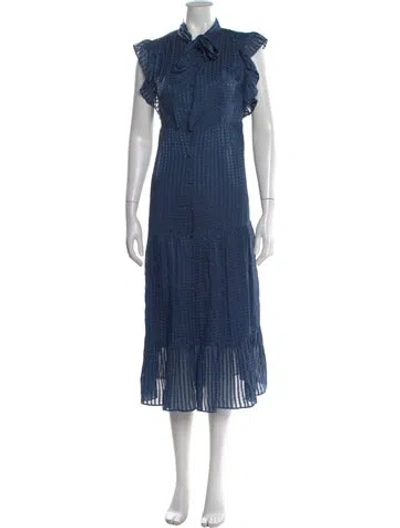 Pre-owned Marie Oliver Silk Midi Length Dress In Blue