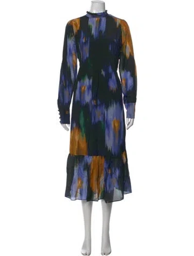 Pre-owned Marie Oliver Silk Midi Length Dress In Blue