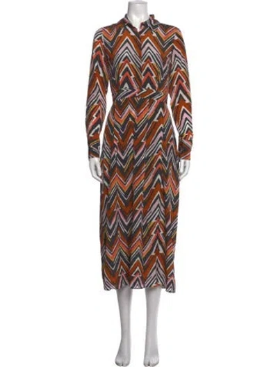 Pre-owned Marie Oliver Silk Midi Length Dress In Orange